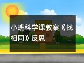 小班科學(xué)課教案《找相同》反思