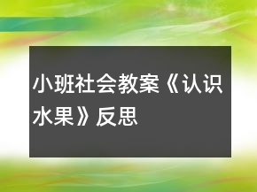 小班社會教案《認(rèn)識水果》反思