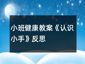 小班健康教案《認(rèn)識(shí)小手》反思