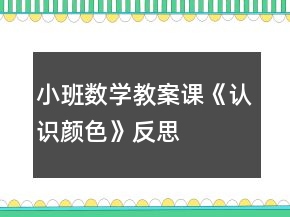 小班數(shù)學(xué)教案課《認(rèn)識(shí)顏色》反思