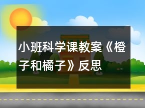 小班科學(xué)課教案《橙子和橘子》反思