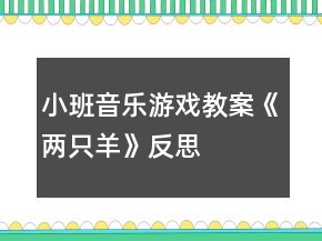 小班音樂游戲教案《兩只羊》反思