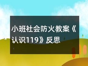 小班社會防火教案《認(rèn)識119》反思