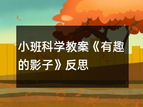小班科學教案《有趣的影子》反思