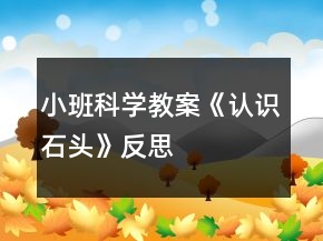 小班科學(xué)教案《認(rèn)識石頭》反思