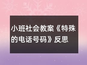 小班社會(huì)教案《特殊的電話號(hào)碼》反思