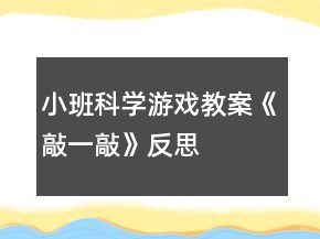小班科學游戲教案《敲一敲》反思