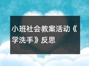 小班社會教案活動《學(xué)洗手》反思