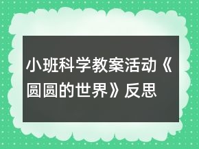 小班科學(xué)教案活動《圓圓的世界》反思