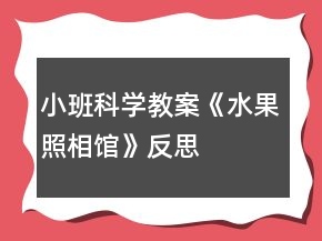 小班科學(xué)教案《水果照相館》反思