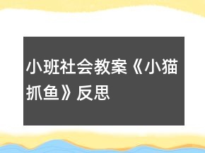 小班社會(huì)教案《小貓抓魚》反思