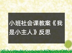小班社會課教案《我是小主人》反思
