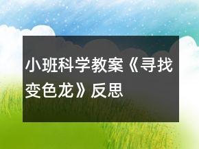 小班科學教案《尋找變色龍》反思