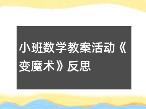 小班數(shù)學(xué)教案活動(dòng)《變魔術(shù)》反思
