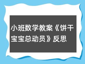 小班數(shù)學教案《餅干寶寶總動員》反思