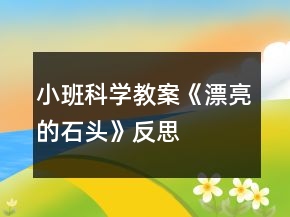 小班科學(xué)教案《漂亮的石頭》反思