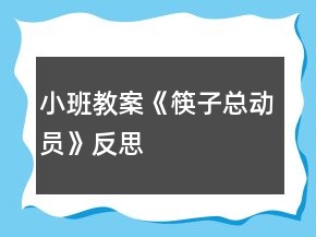 小班教案《筷子總動員》反思