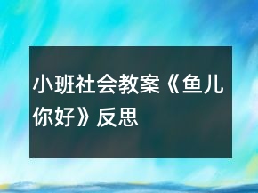 小班社會(huì)教案《魚兒你好》反思