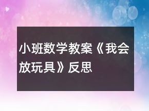 小班數(shù)學(xué)教案《我會(huì)放玩具》反思