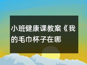 小班健康課教案《我的毛巾、杯子在哪里》反思