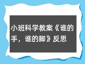 小班科學(xué)教案《誰的手，誰的腳》反思