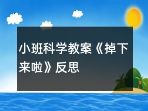 小班科學(xué)教案《掉下來啦》反思
