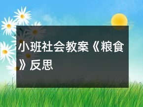 小班社會教案《糧食》反思