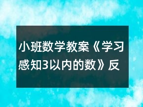 小班數(shù)學(xué)教案《學(xué)習(xí)感知3以內(nèi)的數(shù)》反思