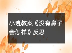 小班教案《沒有鼻子會怎樣》反思