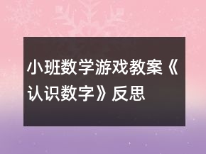 小班數學游戲教案《認識數字》反思