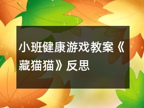 小班健康游戲教案《藏貓貓》反思