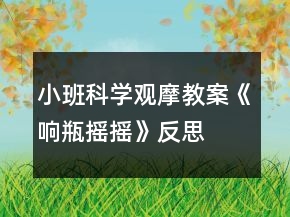 小班科學(xué)觀摩教案《響瓶搖搖》反思