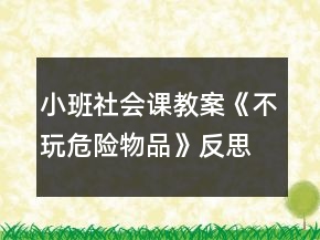 小班社會(huì)課教案《不玩危險(xiǎn)物品》反思