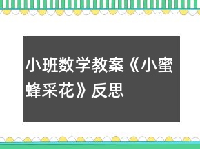 小班數(shù)學(xué)教案《小蜜蜂采花》反思