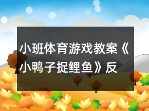 小班體育游戲教案《小鴨子捉鯉魚(yú)》反思