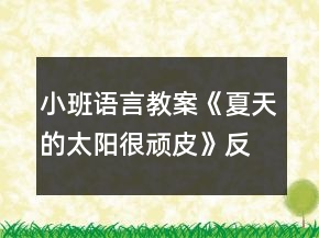 小班語言教案《夏天的太陽很頑皮》反思