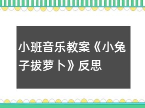 小班音樂(lè)教案《小兔子拔蘿卜》反思