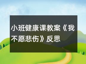 小班健康課教案《我不愿悲傷》反思