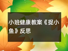 小班健康教案《捉小魚(yú)》反思