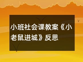 小班社會(huì)課教案《小老鼠進(jìn)城》反思
