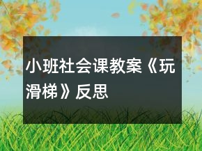 小班社會課教案《玩滑梯》反思