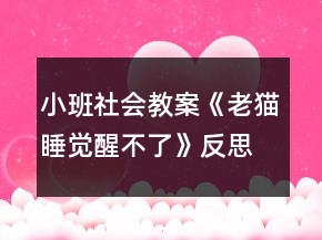 小班社會教案《老貓睡覺醒不了》反思
