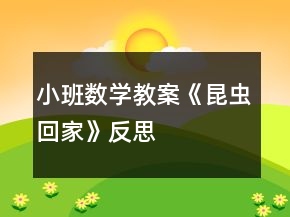 小班數(shù)學(xué)教案《昆蟲(chóng)回家》反思