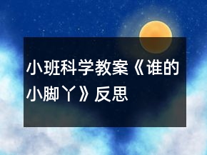 小班科學教案《誰的小腳丫》反思