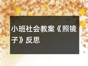 小班社會教案《照鏡子》反思