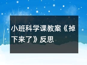 小班科學(xué)課教案《掉下來了》反思