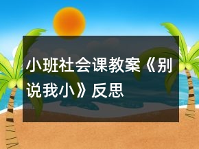 小班社會(huì)課教案《別說我小》反思