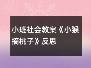 小班社會(huì)教案《小猴摘桃子》反思