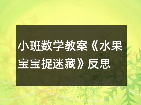 小班數(shù)學教案《水果寶寶捉迷藏》反思