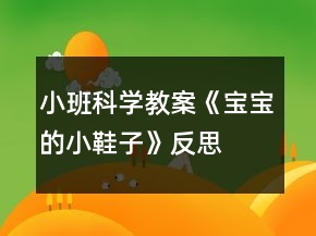 小班科學(xué)教案《寶寶的小鞋子》反思